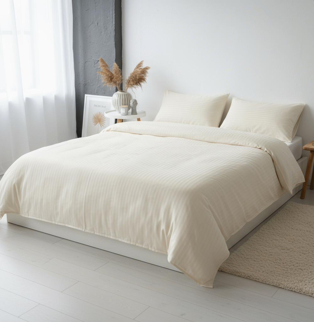 Комплект постільної білизни Crème de lait (страйп сатин)