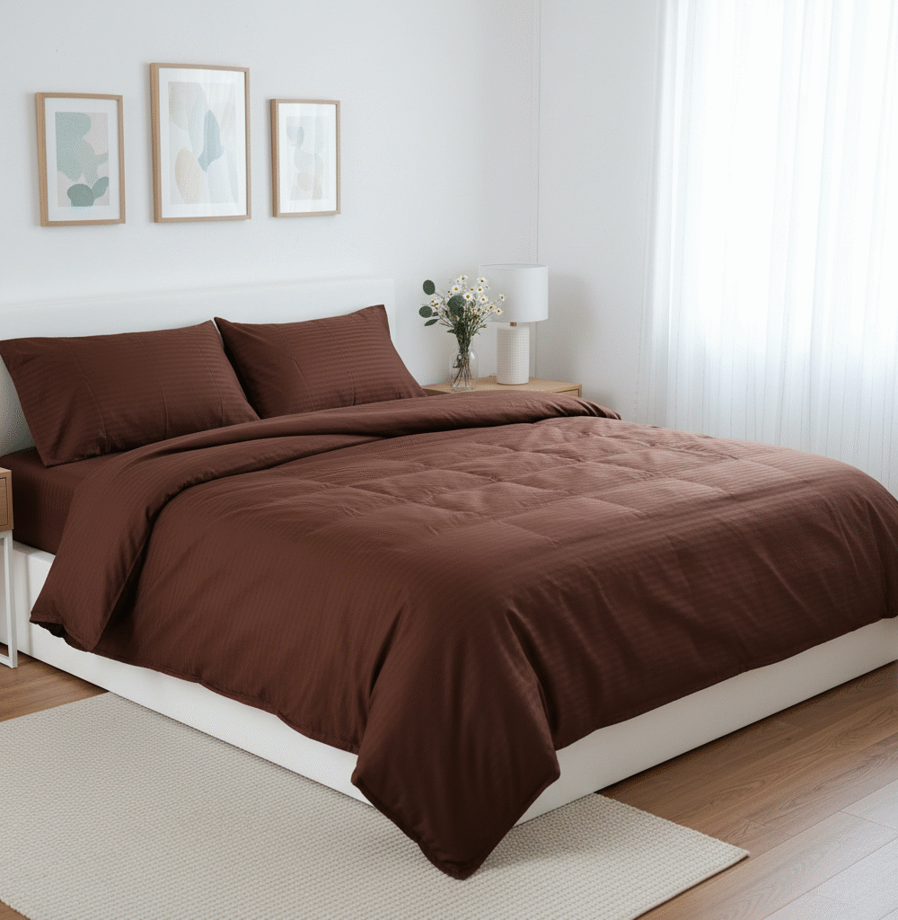 Комплект постільної білизни Nebula chocolate (страйп сатин)