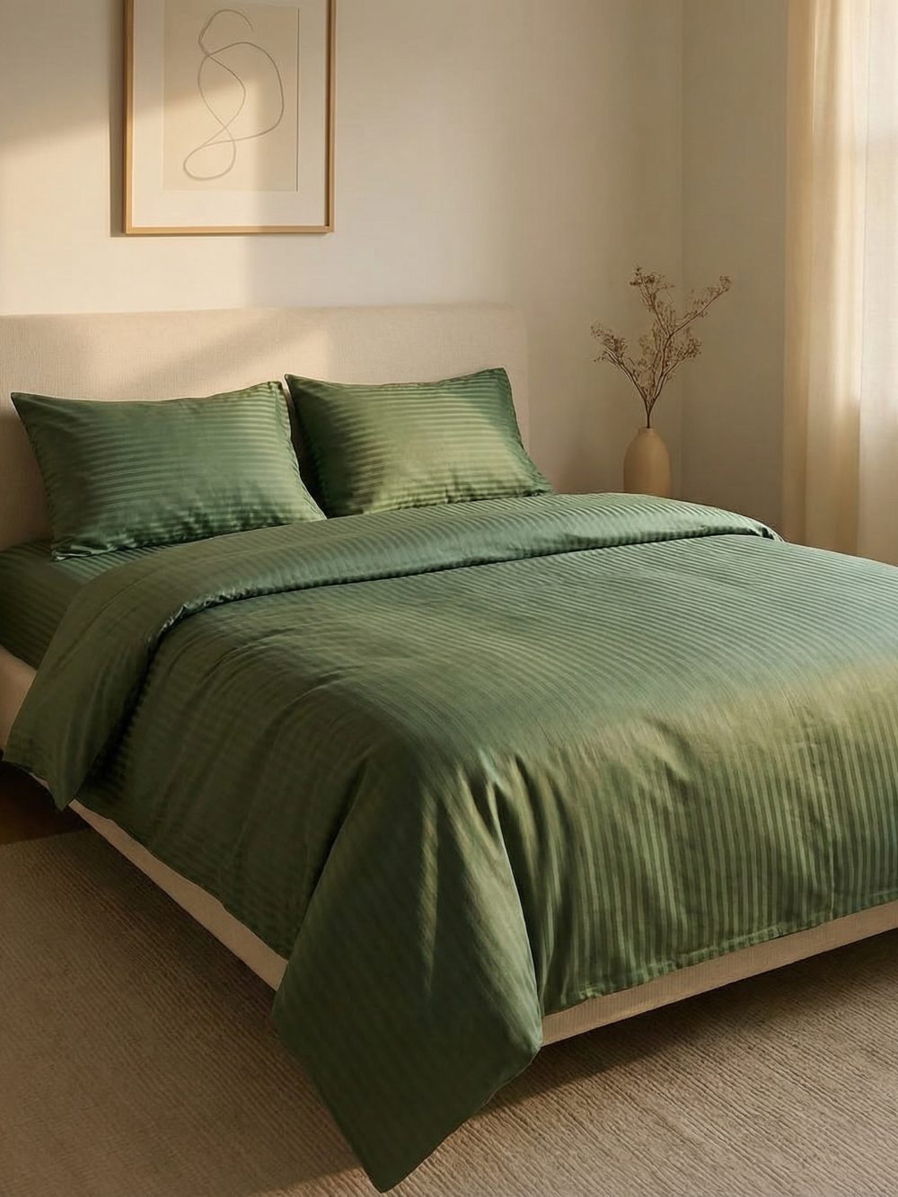 Комплект постільної білизни Green constellation (страйп сатин)
