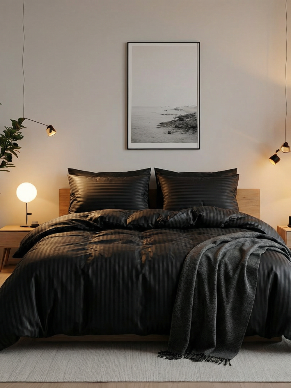 Комплект постільної білизни Black swan (страйп сатин)