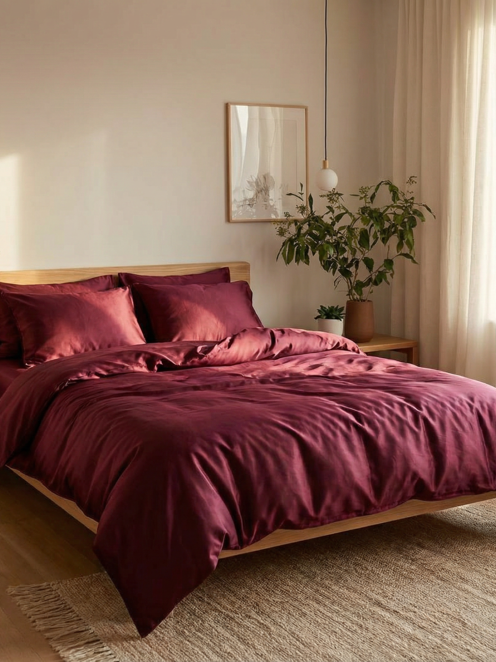 Комплект преміальної постільної білизни Burgundy constellation (сатин)